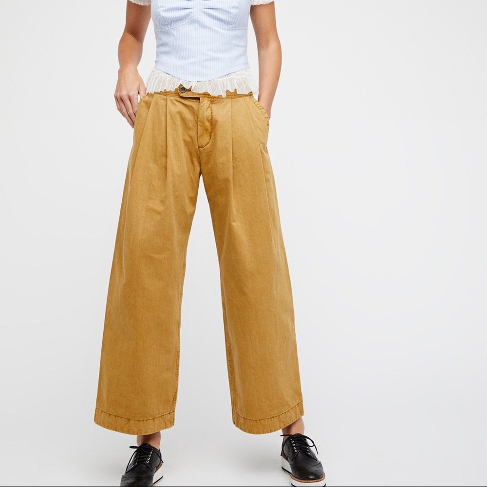 Free People Liberty Wide Leg Pants Khaki XS